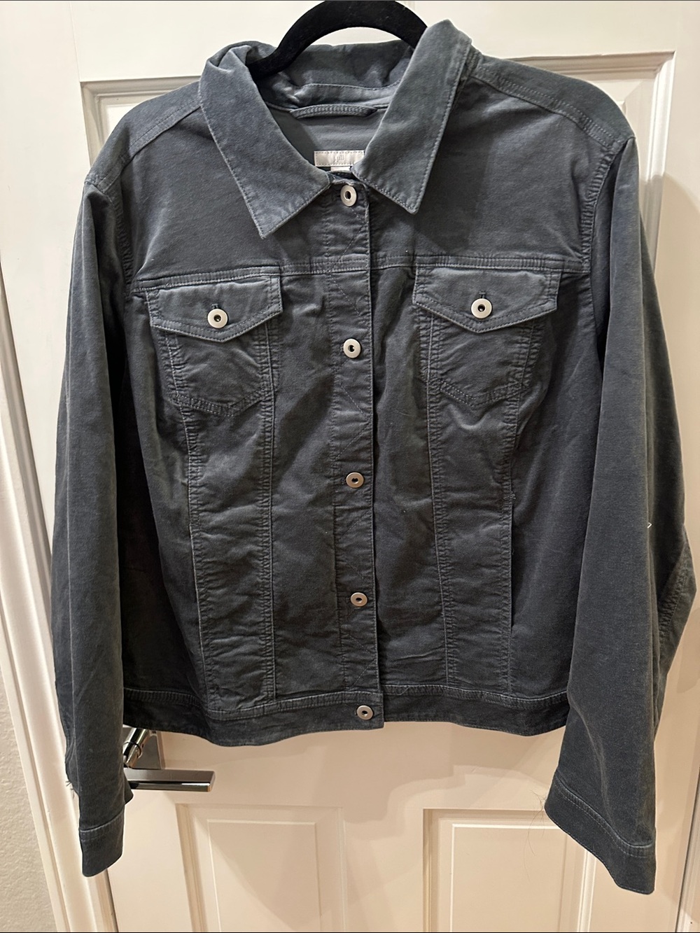 I. JIll Women's Smoky Blue Velveteen Jacket